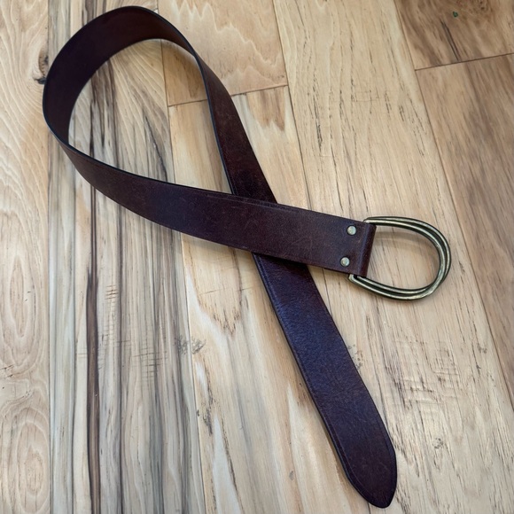 Ralph Lauren Leather Belt double loop brass heritage adjustable equestrian OS - Picture 2 of 10